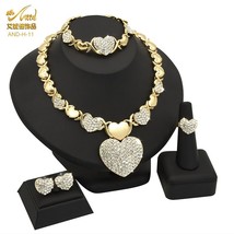 ANIID Xoxo Necklace Set Designer Heart Dubai Gold Color Jewelry Sets For Women B - £42.29 GBP