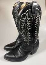 Rudel Cowboy Boots Men’s Sz 9 Black Leather Western - £23.29 GBP
