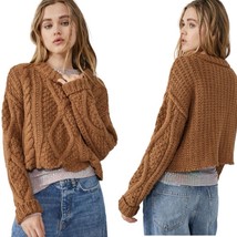 Free People Cutting Edge Cable Knit Sweater Brown Large - £38.20 GBP