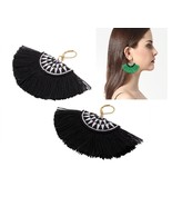 Watermelon Tassel Fringe Earrings Black &amp; White Statement Trend - £7.11 GBP