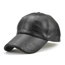Wuaumx High Quality PU Baseball cap For Men Solid  Leather Cap Autumn Winter Men - £41.99 GBP