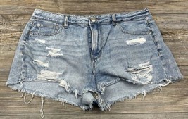 American Eagle Shorts Womens 14 Tomgirl Shortie Cut Off Distressed Light Wash - £10.98 GBP