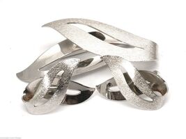 Signed RETRO Sarah Coventry Vtg Book Piece Satin Flame Brooch Ears Silve... - $29.93