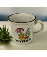 MOTHER Coffee Floral Tea Mug Made in Japan Vintage Brown  Speckled - $14.84