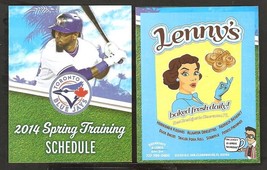 2014 TORONTO BLUE JAYS SPRING TRAINING POCKET SCHEDULE JOSE REYES LENNY&#39;... - £0.99 GBP