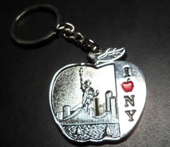 I Heart New York Key Chain Big Apple Theme Metal I Love New York Red Apple - £6.31 GBP