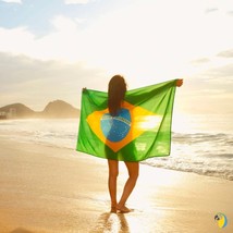 Brazil National Flag Print Shawl, Brazilian Football Fan Wall Tapestry S... - £15.82 GBP