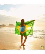 Brazil National Flag Print Shawl, Brazilian Football Fan Wall Tapestry Scarf - $19.79