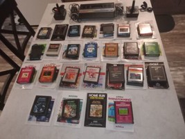 Atari 2600 rainbow  w/ joysticks  adapter &amp; 25 games + manuals tested to... - $178.19