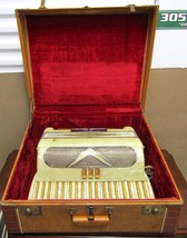 Vintage Federfisa Italy Accordion 60&#39;s Bakelite Pearlescent White Gold with Case - £465.87 GBP