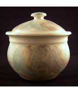 Studio Art Pottery Lidded Bowl Molded Clay Matte Glaze Signed KS - £35.37 GBP