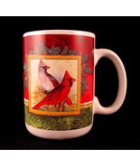 Christmas Cardinal Mug Ceramic Pine Branch Red and Green by Jay 4 to 5 I... - $27.42 CAD