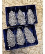 plastic clear silver specks 6 Pinecone Ornaments light up 2 boxes vintag... - £19.61 GBP