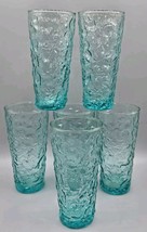 (6) VINTAGE Anchor Hocking Aquamarine 15 oz Lido Tumblers Drinking Glasses - $56.09