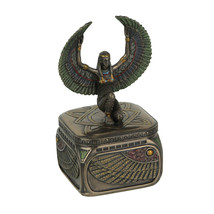 Bronze Finish Egyptian Winged Goddess Isis Trinket Box Hand Painted Accents - £32.14 GBP