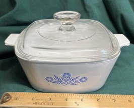 Corning Ware Blue Cornflower Vintage Pyroflam 7&quot; Square Side Dish with Lid - 1 - £24.09 GBP
