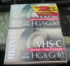 2 Maxell VHS-C TC-30 HGX-Gold Camcorder Blank Video Cassette Tapes New S... - $7.69