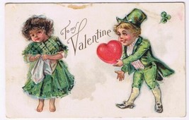 Postcard Embossed To My Valentine Irish Children Heart - £3.88 GBP