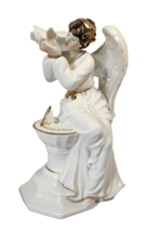 O&#39;Well Angel Porcelain Figurine Iridescent Wings with Dove Sundial Gold Trim 9” - £17.68 GBP