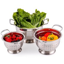 Ovente Premium Stainless Steel Colander Set of 3 Deep Kitchen Strainer, ... - $38.99