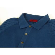 Men's Sweater Knit By BRANGO Turkey Polo Neck Cotton Blend 21220 Sax Blue image 3