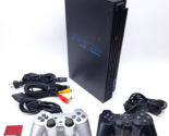 Sony PlayStation 2 PS2 Fat Black System Console SCPH-35001 Bundle TESTED... - £75.50 GBP