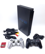 Sony PlayStation 2 PS2 Fat Black System Console SCPH-35001 Bundle TESTED... - £74.50 GBP