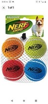 Nerd Dog~ 2.5in Squeak Tennis Ball 4-pack - Blue, Green, Orange and Red - £9.84 GBP