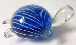 Murano Style Art Glass Swimming Blue Sea Turtle Paperweight As Is - £23.68 GBP