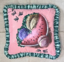 Handmade Hand Painted Watermelon Throw Pillow Fruits Whimsical Novelty OOAK - £42.77 GBP