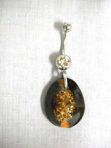 Humpback Cowrie Sea Shell Natural Brown Colors 14g Clear Cz Belly Ring Bar - £4.78 GBP