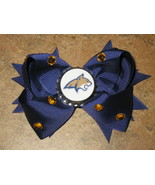 NEW &quot;Montana State Bobcats&quot; MSU University Girls Ribbon Hair Bow Rhinest... - £5.58 GBP