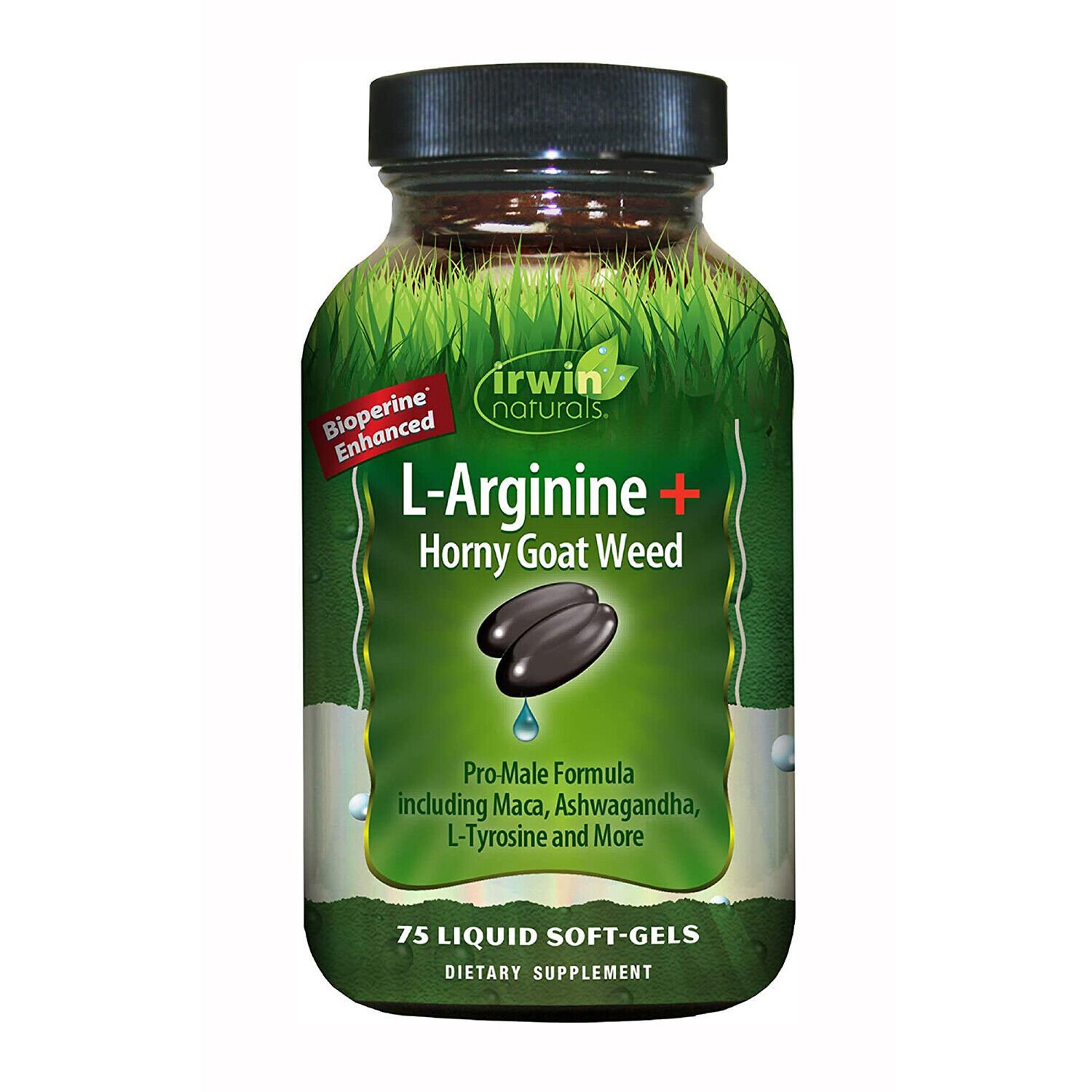 Irwin Naturals L-Arginine + Horny Goat Weed, 75 Liquid Softgels - £21.47 GBP