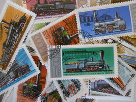 20 Vintage Russian (USSR) Postage Stamps, Images of Trains, Excellent Condition - £3.79 GBP