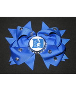 NEW &quot;DUKE Blue Devils&quot; University Girls Ribbon Hairbow Bow Rhinestone Cl... - £5.58 GBP