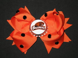 NEW &quot;Oregon State Beavers&quot; OSU Girls Ribbon Hair Bow Rhinestone Clip NCAA - £5.48 GBP