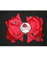 NEW &quot;ARKANSAS Razorbacks&quot; University Girls Ribbon Hair Bow Rhinestone Cl... - £5.53 GBP