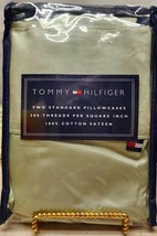 New Tommy Hilfiger Pale Sage Green Sateen Cotton Standard Pillowcases NIOP - £15.73 GBP