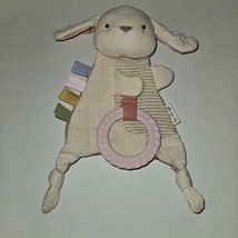 Itzy Ritzy Bunny Rabbit Crinkle Plush Teether Baby Toy Lovey Rattle Tag Tan Pink - $15.79