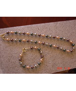 Swarovski Pearl Necklace &amp; Bracelet - 8mm multi colored - w/14K 4mm bead... - £23.94 GBP
