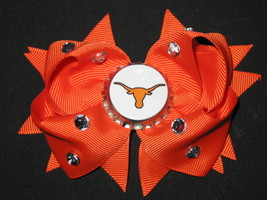 NEW &quot;Texas Longhorns&quot; University of TX Girls Ribbon Hairbow Bow Clip NCAA - £5.48 GBP