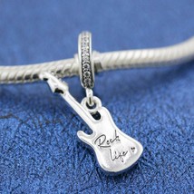 2020 Spring Release 925 Sterling Silver Electric Guitar Dangle Charm  - £14.27 GBP