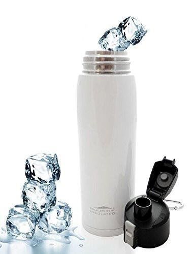 Primary image for Aquatix White Insulated FlipTop Sport Bottle 21 ounce Pure Stainless Steel