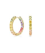 ADIRFINE 18K Gold Plated Rainbow Colored Cubic Zirconia In and Out Huggi... - £37.74 GBP