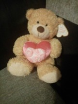 Aurora Teddy Bear Soft Toy With Heart Approx 12 &quot; - £11.32 GBP