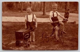 RPPC Netherlands Children Tricycle Dutch Post Office Wagon Toy Postcard F29 - £23.11 GBP