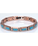 COPPER MAGNETIC TURQUOISE LINK BRACELET  womens STYLE#TQ-14  jewelry hea... - £9.19 GBP