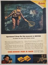 1946 Print Ad Cine-Kodak Movie Camera Film Fly Fisherman Lands a Fish - $15.28