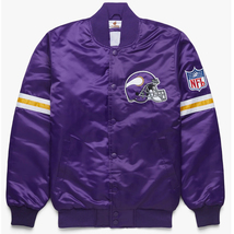 NFL Minnesota Vikings Vintage Purple Satin Baseball Letterman Varsity Jacket - £108.19 GBP