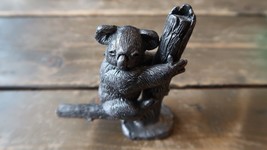 Pewter Koala Bear Handcrafted Paperweight Rb Co Sculpture Tree Branch 3.75&quot; - £37.77 GBP